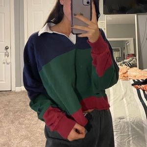 colorblock collar long sleeve